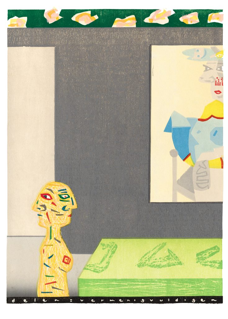 Tom Thijsse Delen = Vermenigvuldigen kleurenhoutsnede 1992 499 x 350 mm